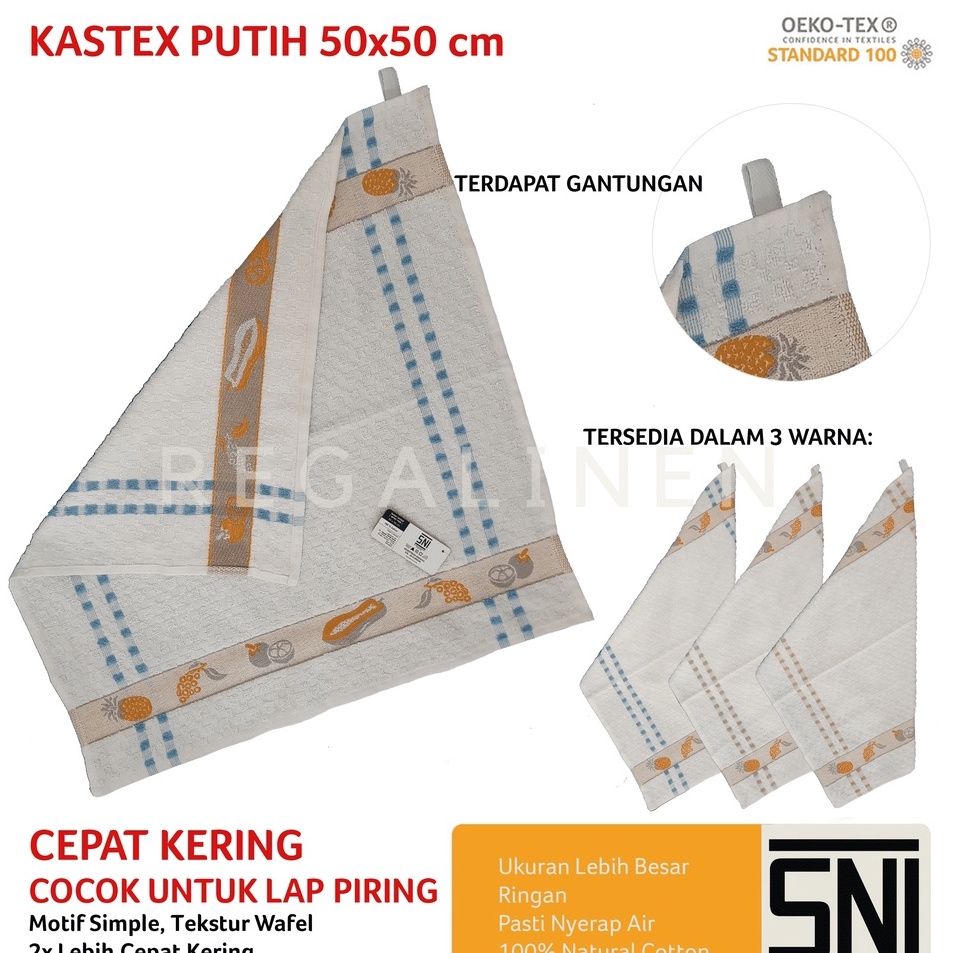 - PROMO Serbet Handuk Lap Tangan Wafel Gantung 50x50 Lap Piring Cotton Kastex by LENUTA PUTIH DOMINA