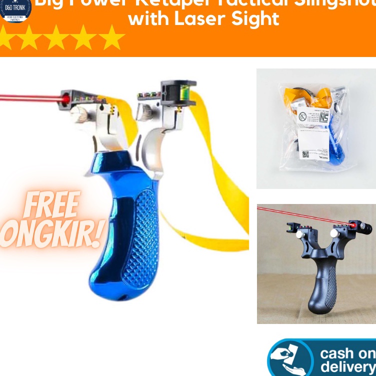 Ready stock Ketapel Katapel Slingshot Laser Sight LED Berburu Ikan Burung Big Power With Rubber Band