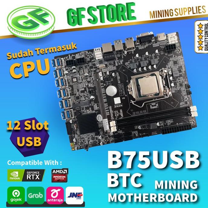 Mining Motherboard B75USB-BTC (with CPU) B75 12 VGA GPU USB Mining