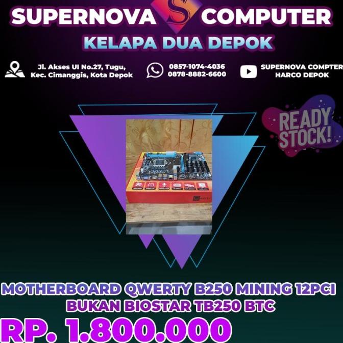 MOTHERBOARD QWERTY B250 MINING 12PCI BUKAN BIOSTAR TB250 BTC
