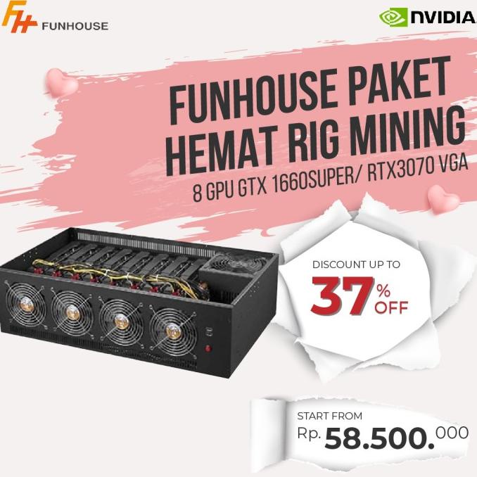 FUNHOUSE PAKET HEMAT RIG MINING 8 GPU GTX 1660Super/ RTX3070 VGA