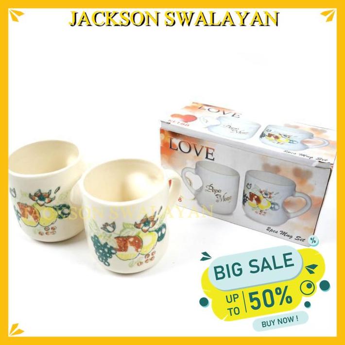 MUG LOVE COUPLE MAMA PAPA KERAMIK SET 2 PCS 300 ML KL 188 TERMURAH