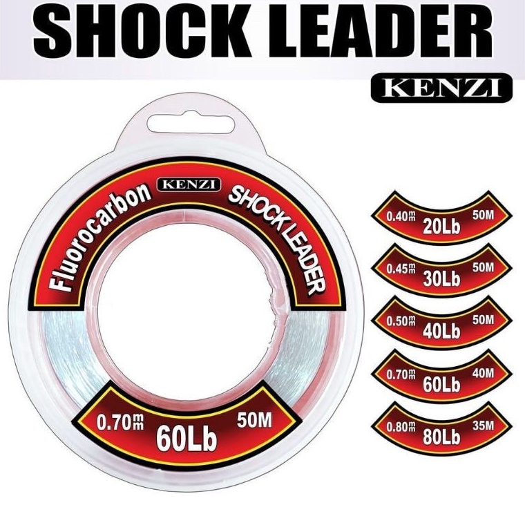 ➳ Senar Leader SHOCKLEADER 100%FLUOROCARBON KENZI UK.20lb,30lb,40lb,50lb,60lb ❈ 0 ☮