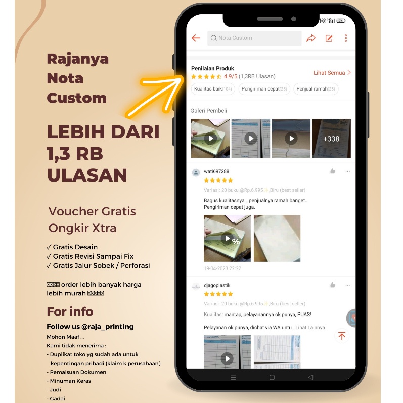 

UA1 [TERLARIS] 1/4 F 2PLY NOTA OLSHOP NAMA SENDIRI / NOTA CUSTOM 2 RANGKAP UKURAN 1/4 FOLIO 2 PLY