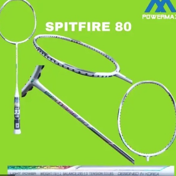 ➵Nte RAKET POWERMAX POWER MAX SPITFIRE 80 WAVE FRAME 6U/78GR ORIGINAL 32LB ✥ 0 ✉