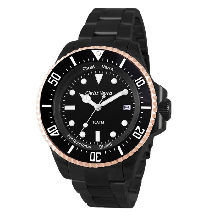 Jam Tangan CHRIST VERRA Pria Original CV 71637G-18 BLK