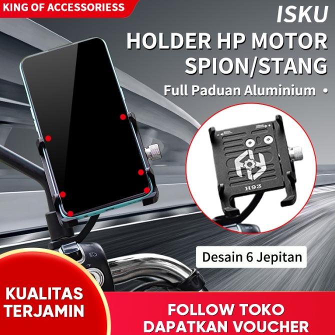 Logam Berat Full Besi Spion Holder Stand Phone Mount Holder Motor New Terbaik