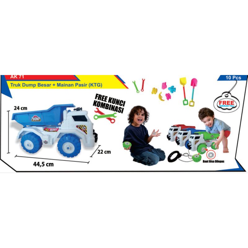 Truk Dump pantai JUMBO dan mainan pantai Set AK 71