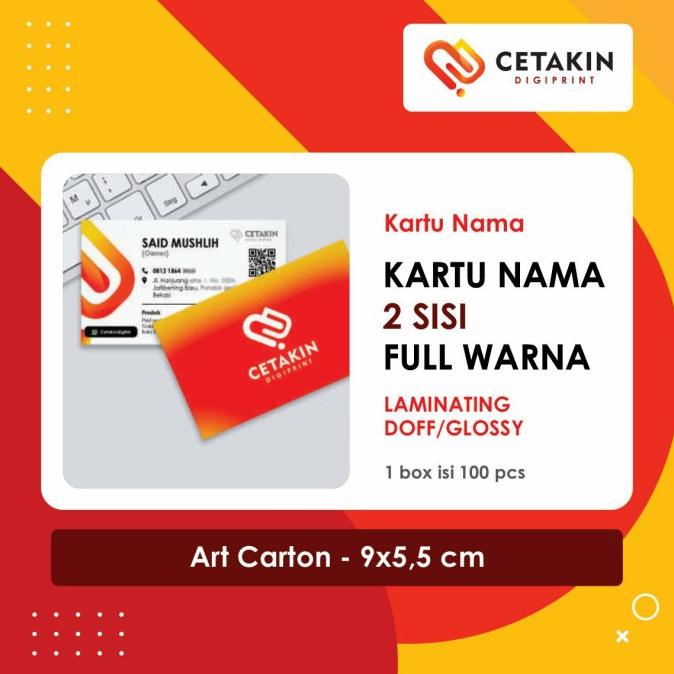 

Terlaris Cetak Kartu Nama 2 Sisi - Dengan Laminating Doff Atau Glossy