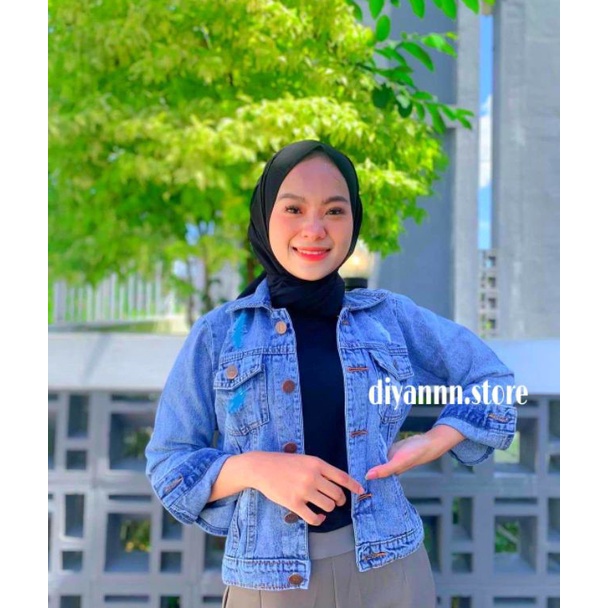 PFXD3680 Dijamin Ori>/ JAKET JEANS WANITA BIONDY CROP JACKET JINS SNOW DENIM CEWEK MURAH Jaket CEWE