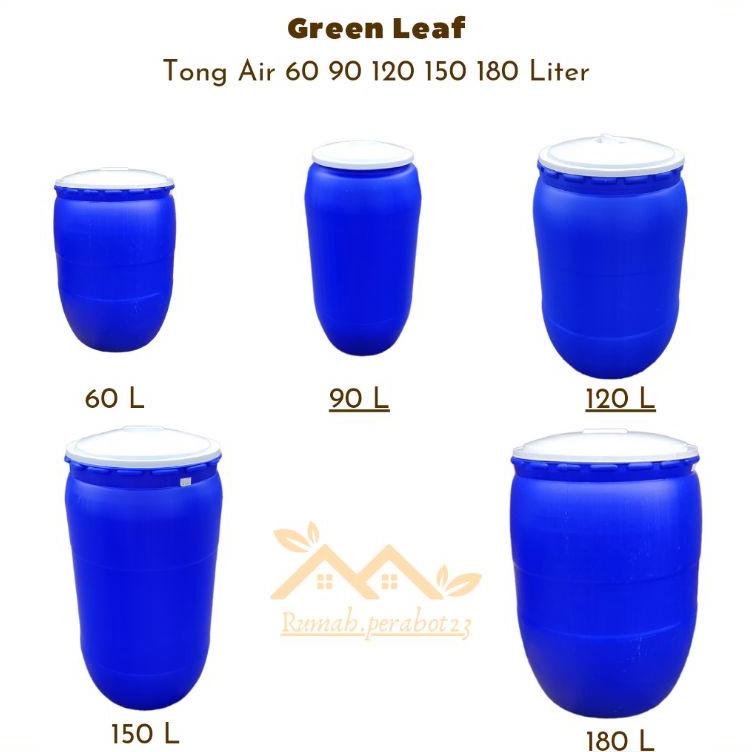 ↓KOW Green Leaf Tong Air 60 90 120 150 180 Liter Tong Air Bulat Gendut Tong Air + Kran Gentong Air P