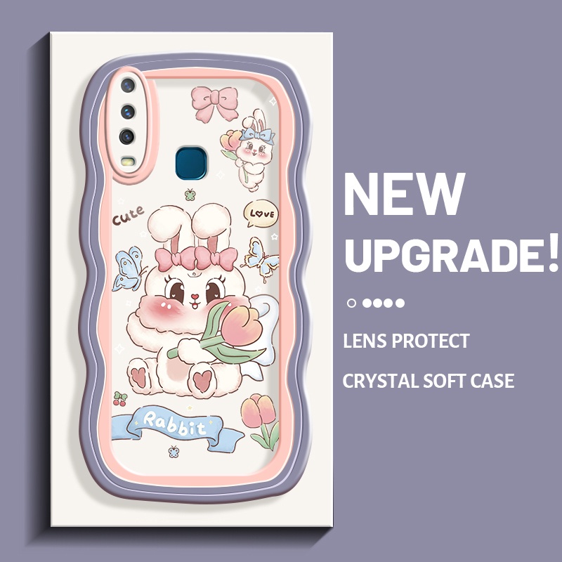 Casing Ponsel untuk VIVO Y12 Y15 Y17 Y12i Y3 Y3s 2020 S1 Case bunga lucu kelinci pola casing pinggir