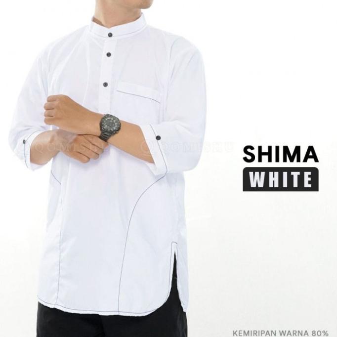 Baju Koko Pria Jumbo Ukuran Xxl 3Xl Model Shanghai Kurta Shima Putih