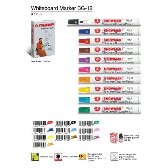 

Snowman Spidol Whiteboard Bg-12 Boardmarker - Single 1 Box