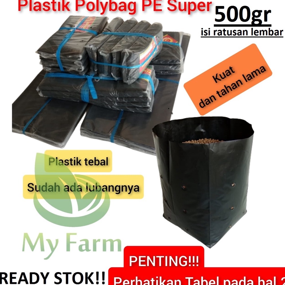 [PROMOBAW2] Plastik Polybag 500Gr Polibeg Tanaman Berbagai Ukuran Isi Ratusan Lembar Polibek Sayuran Bibit Buah Jeruk Anggur Jambu Jahe Porang 132