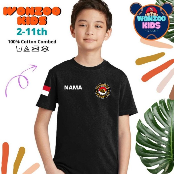 Kaos Taekwondo Anak - Baju Anak Taekwondo Indonesia Premium Quality