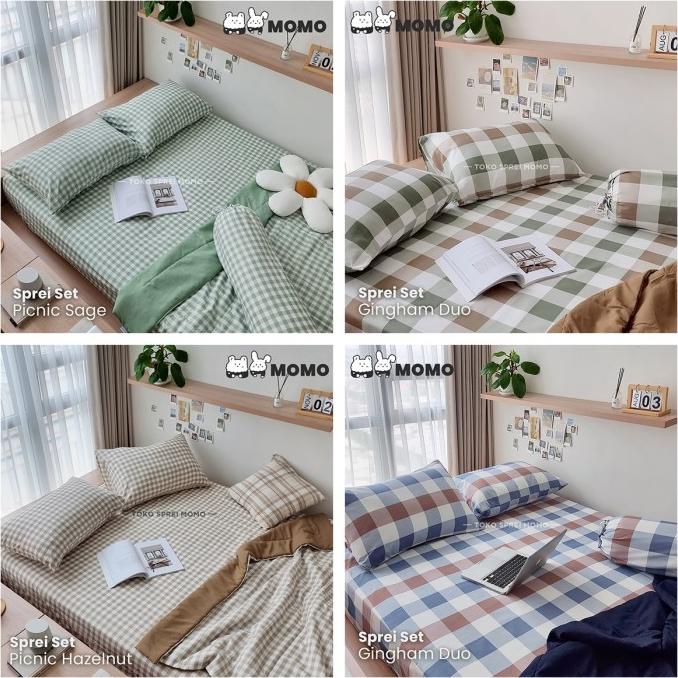 Ready Sprei Set Microtex Gingham - Ukuran 160, 180 Dan 200 X 200