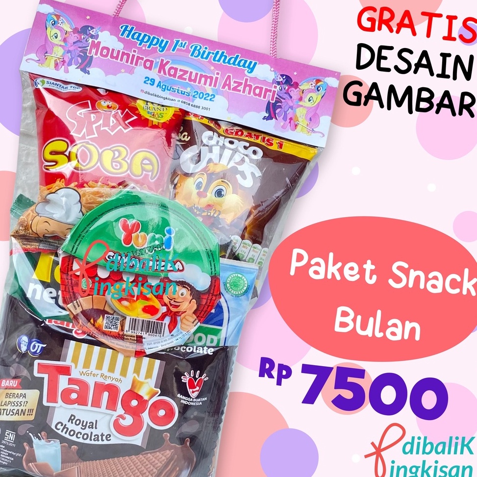 

CJQY0530 Diskon !! Paket Snack Ulang Tahun Anak / Bingkisan / Snack Ultah / Pernikahan / Tasyakuran GRATIS LABEL