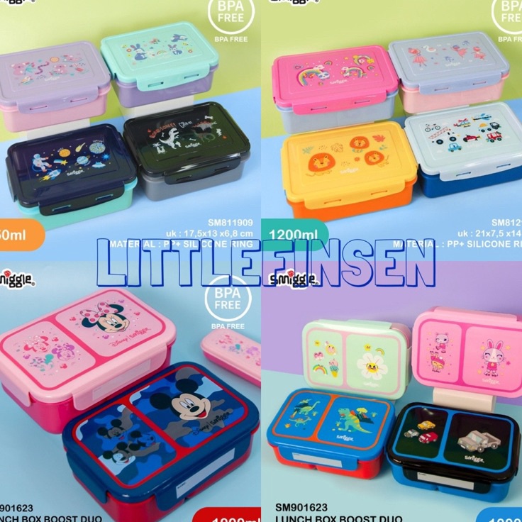 Best terlaris Tempat makan SMIGGLE Teeny Tiny square lunchbox sekat 2 locked animals BPA FREE/kotak 