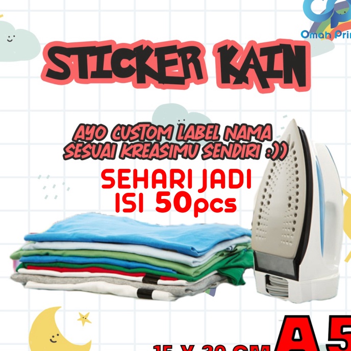 

☬ XIX 4271 ( 1 HARI JADI ) - 50 pcs Stiker Kain custom nama - Label baju anak - Sablon Setrika >XG34448< ♜