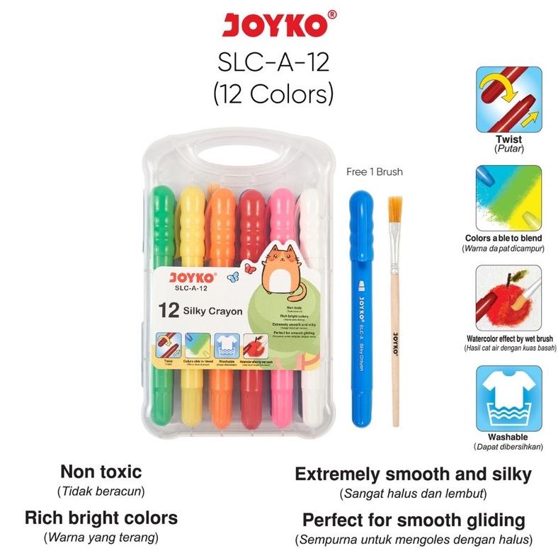 

8.8 Silky Crayon Krayon Halus Joyko Slc-A-12 Warna Colors Grosir !!
