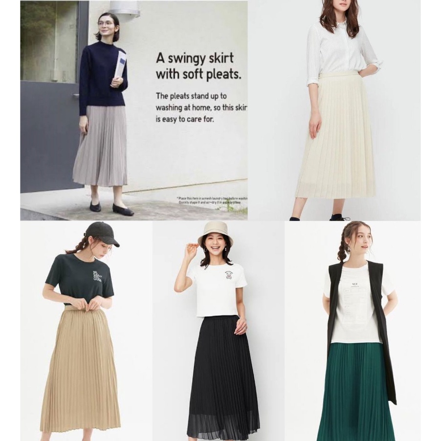 YGQZ1318 >XC26619<   GU Uniqlo Pleated Long Skirt