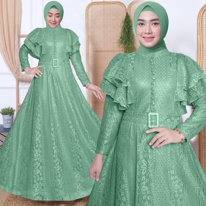 Baju Gamis Wanita Terbaru Murah Dress Muslim Pesta Modern Modis Nara
