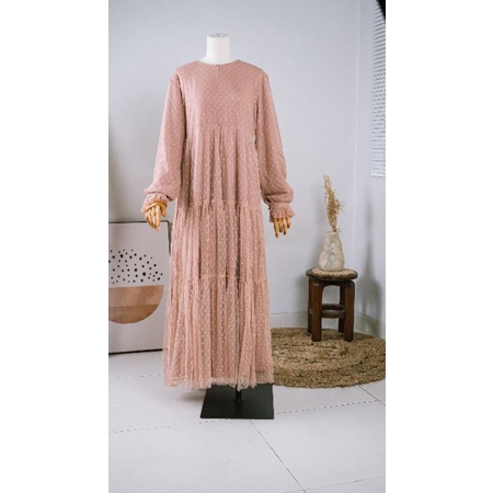 gamis rubia/bahan tille polkadot/gamis premium