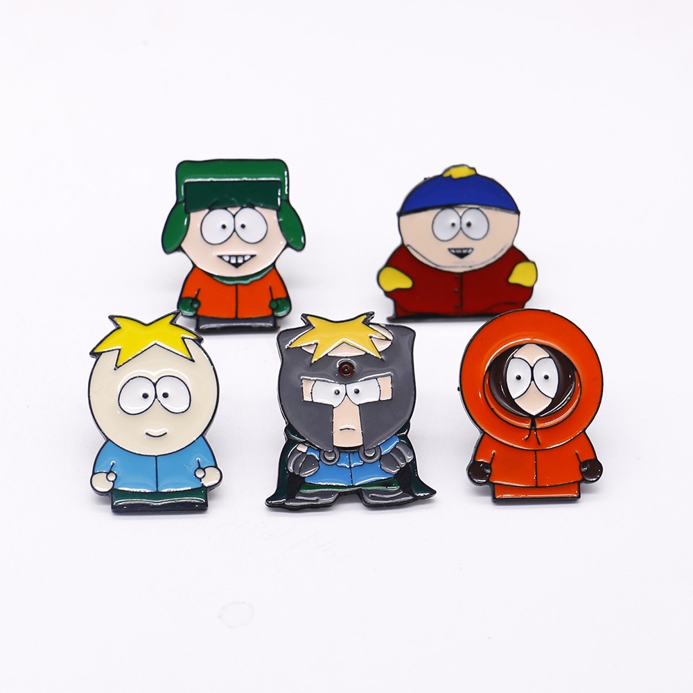 ○☃♠South-Park Enamel Mengumpulkan Anime Logam Kartun Bros Ransel Tas Topi Kerah Lencana Pria Wanita 