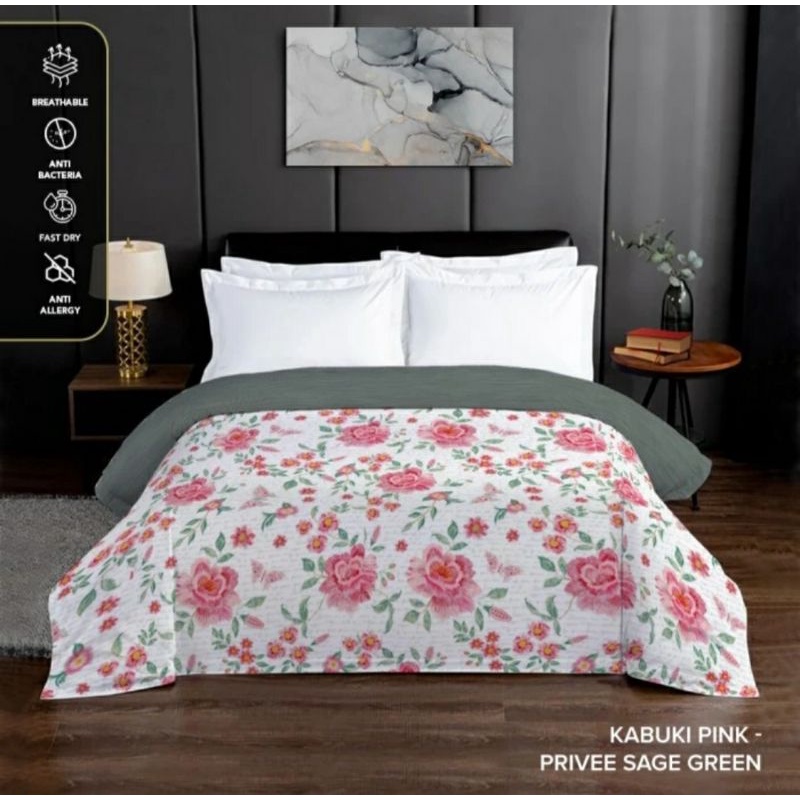 King Rabbit Reserve Bed Cover Double Motif Kabuki Pink
