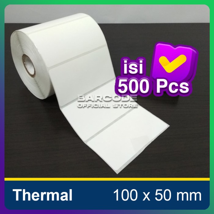 

Terlaris Label Thermal 100 X 50 (1 Line) Kertas Stiker Barcode 100X50 Mm 500Pcs