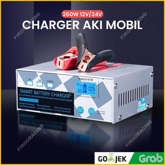 Charger Aki Mobil Motor Smart Fast Charger Aki 20A 12V/24V 6-400Ah