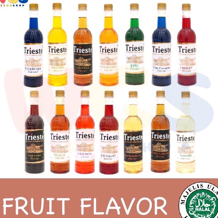 

ZKCD7395 GROSIR Trieste Premium Syrup Varian Fruit Flavour 650 ml - Halal MUI