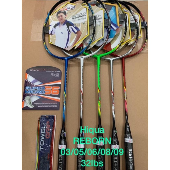 Raket Badminton HIQUA HQ REBORN 3/5/6/8/9 ORIGINAL KUAT 32LBS