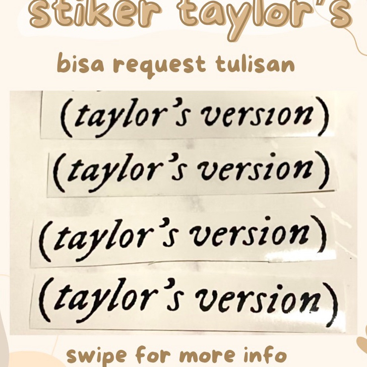 

BKWX7146 Jangan Sampai Kehabisan!!! stiker taylor’s version / bisa custom(TERMURAH) READY/ sticker taylor’s / stiker taylor swift / stiker swiftie / bisa custom