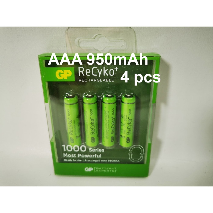 Baterai isi uang 4 pcs GP RECYKO ukuran AAA 950mAh / rechargeabe