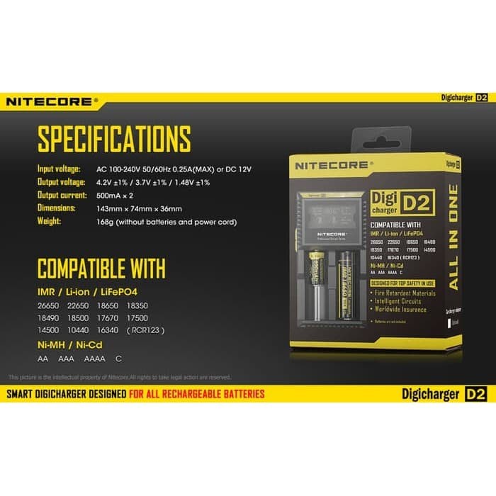 Ready Nitecore D2 Charger Nitecore D2, Nitecore D2
