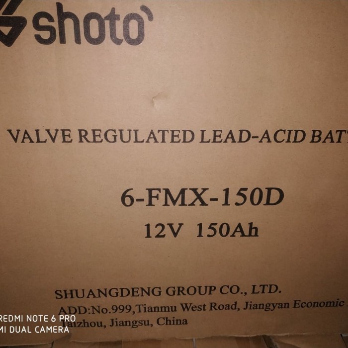 Ready aki battery vrla shoto 6-fmx150d 150ah baru solar panel plts