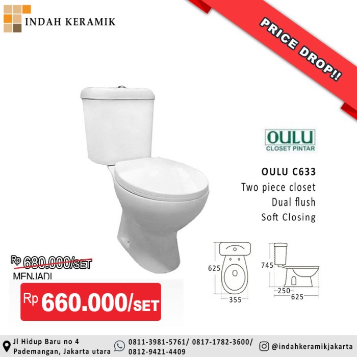 Terlaris Sanitary Closet Kloset Duduk Oulu C633