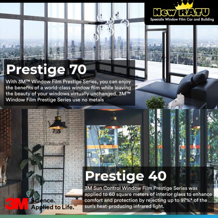 Terlaris Kaca Film 3M Prestige 40 / 70 Khusus Untuk Gedung / Rumah / Kantor