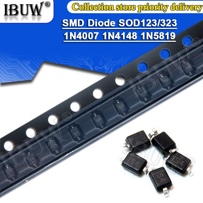 ✅&100pcs SMD diode 0805 SOD-123 1N5819 1N4007 1N4148 SOD123 SOD-323 1206 1N4148WS 1N5819WS B5819WS S