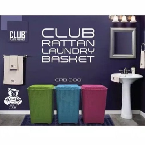 ➟ Cub Keranjang Laundry Basket Pakaian / Keranjang Baju Kotor + Tutup CRB 800 Motif Rotan ⁑ ✪ ・