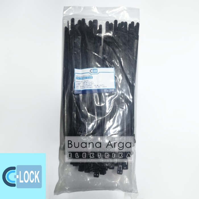 

Terlaris C-Lock Kabel Ties Buka Pasang Releasable Cable Crl-250 250 X 7.2 Mm