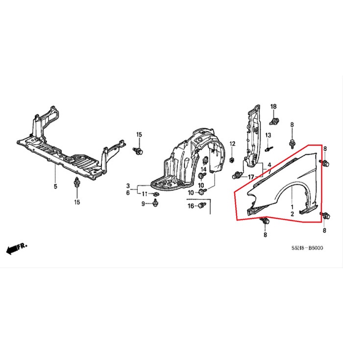 Panel Fender Civic ES 2005