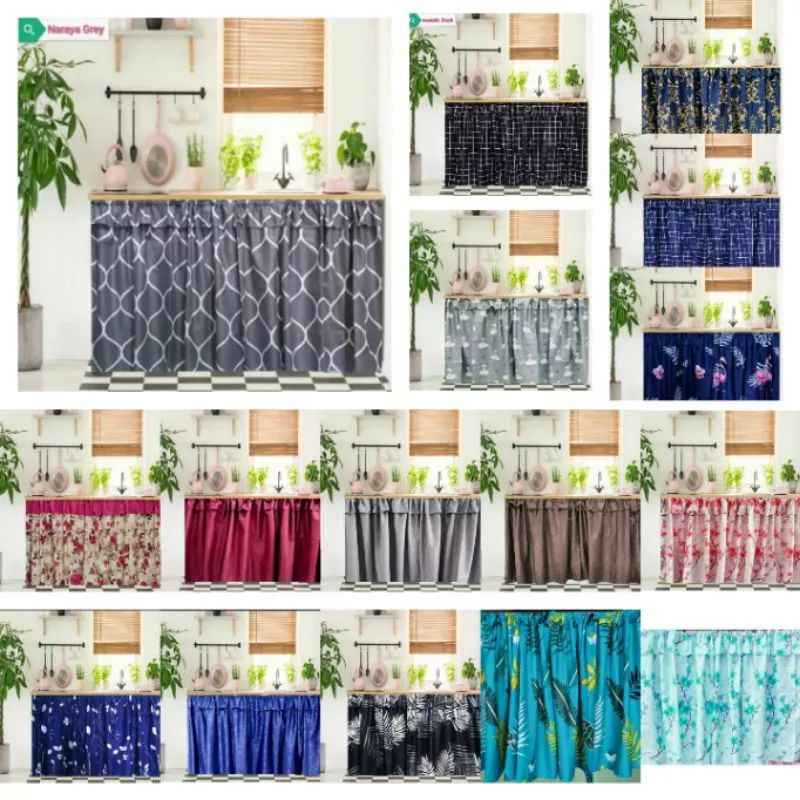 02 Cod - Ob93 Tirai Kolong Dapur Gorden Kain Penutup Bawah Dapur 70x100cm Gorden Bawah Kolong Dapur