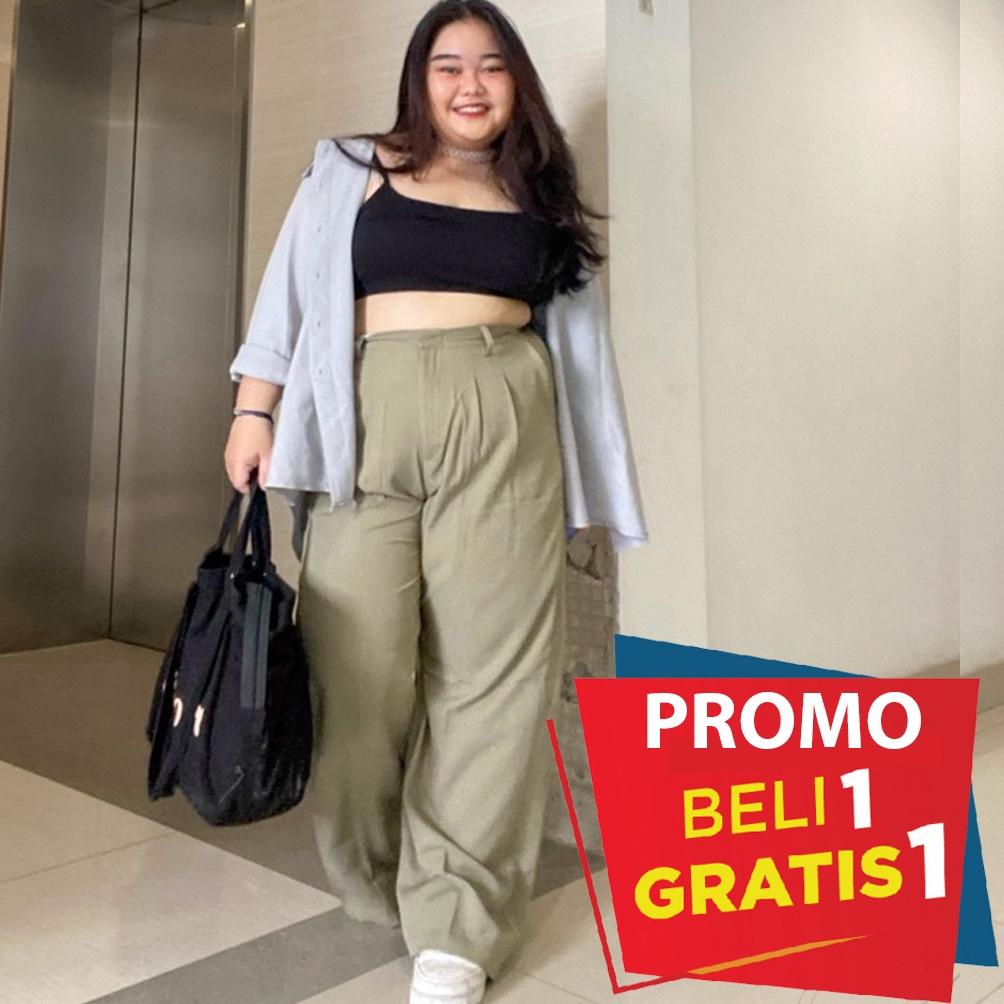 TERPERCAYA Loose Pants Trousers Jumbo (BIG SIZE) Highwaist Wanita Anti Kusut - Celana Kulot Highwais