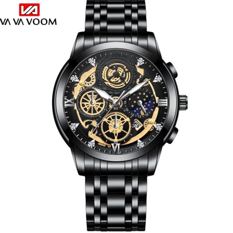 Berkualitas VAVA VOOM 2452 Date Jam Tangan Pria Stainless Steel water resist 3 ATM anti karat origin