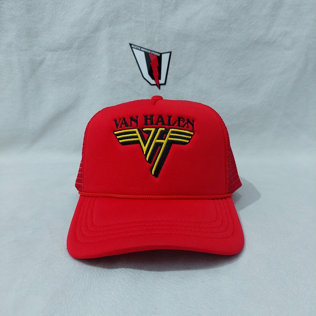 Topi / Trucker Cap Official VAN HALEN - TEXT & YELLOW LOGO Original