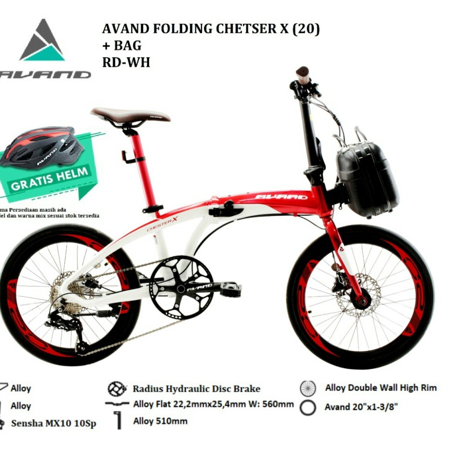 sepeda lipat 20" AVAND CHESTER IX by UNITED bonus HELM+TAS Original
