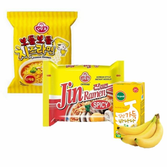 

[Bundling Item] Korean Set Cheese Ramyun - Jin Spicy - Banana Milk Best Seller